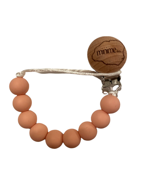 Peach Pacifier and Teether Clip