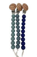 Gray Blue Pacifier and Teether Clip