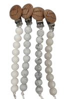 White Pearl Pacifier and Teether Clip